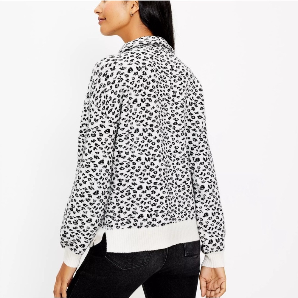 Loft Leopard Print Zip Sweater - image 3